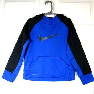 Nike Dri-Fit Kids Size 4/XS Hoodie Blue & Black Boys Swish Sweatshirt Unisex